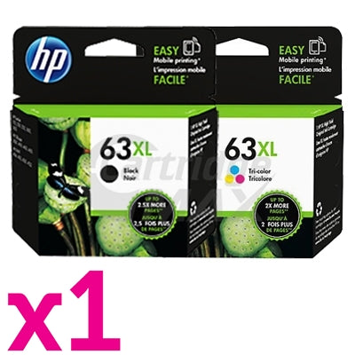 2 Pack HP 63XL Original High Yield Inkjet Cartridges F6U64AA + F6U63AA [1BK,1CL]
