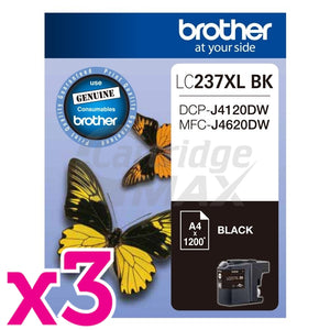 3 x Original Brother LC-237XLBK High Yield Black Ink Cartridge