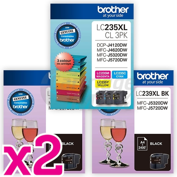 10 Pack Original Brother LC-239XL BK + LC-235XL CL 3PK High Yield Ink Combo [4BK,2C,2M,2Y]