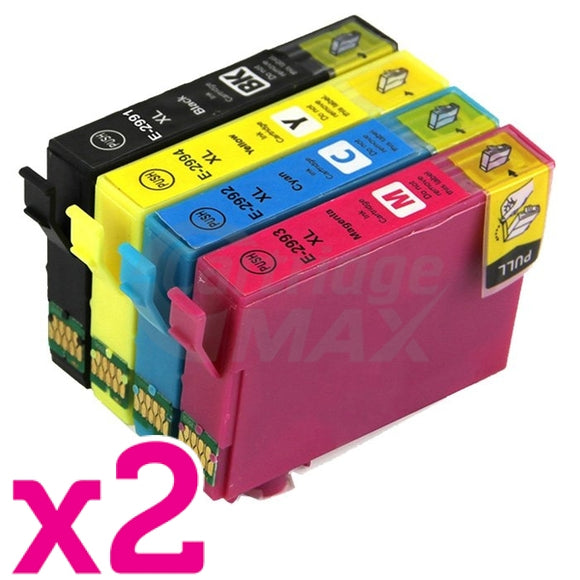 8 Pack Epson 29XL (C13T29914010-C13T29944010) Generic High Yield Ink Cartridges [2BK, 2C, 2M, 2Y]