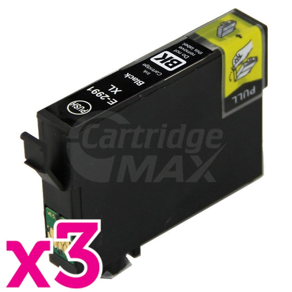 3 x Epson 29XL (C13T29914010) Generic Black High Yield Inkjet Cartridge