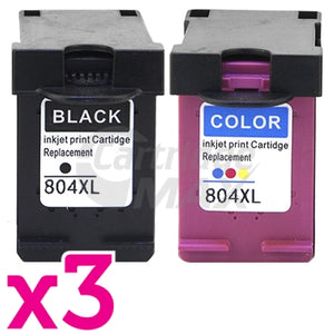 6 Pack HP 804XL Generic High Yield Inkjet Cartridges T6N12AA + T6N11AA [3BK,3CL]