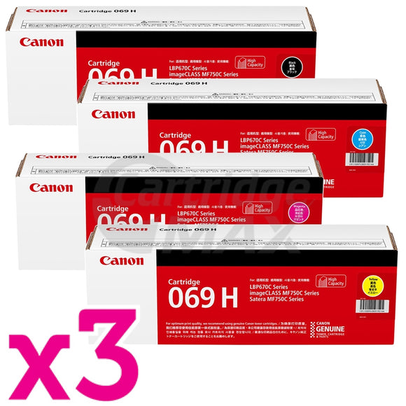 3 Sets of 4 Pack Canon CART-069H High Yield Original Toner Cartridges Combo [3BK,3C,3M,3Y]
