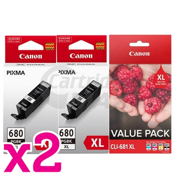 Canon 4 x PGI-680XL + 2 x (CLI-681XL Value Pack) High Yield Original Inkjet Cartridges Combo [4BK,2PBK,2C,2M,2Y]