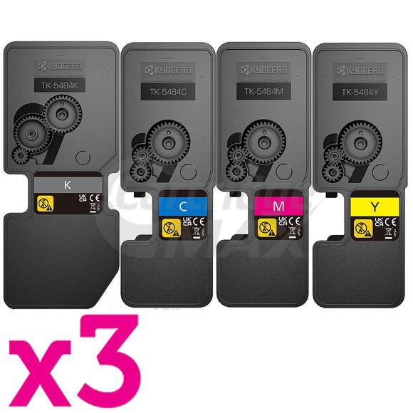 3 Sets of 4 Pack Original Kyocera TK-5484 Toner Cartridges ECOSYS MA2101cfx, MA2101cwfx, PA2101cx, PA2101cwx [3BK,3C,3M,3Y]