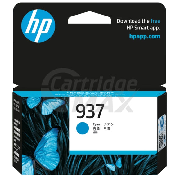 HP 937 Original Cyan Ink Cartridge 4S6W2NA - 800 Pages