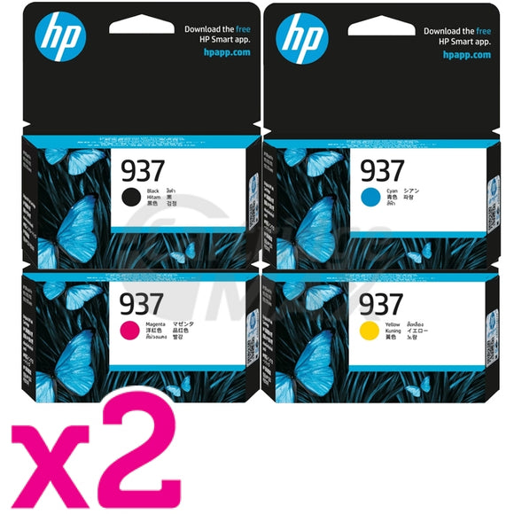 8 Pack HP 937 Original Ink Cartridges Combo 4S6W2NA - 4S6W5NA [2BK,2C,2M,2Y]
