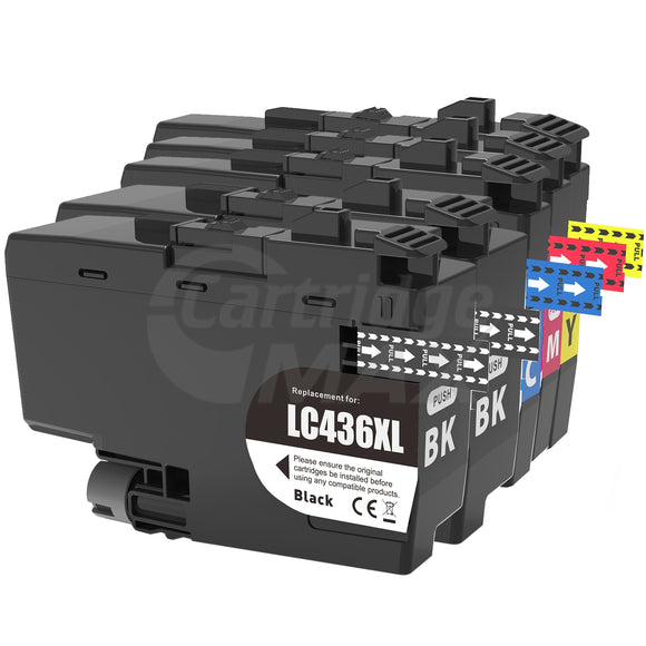 5 Pack Brother LC-436 Generic Ink Cartridges Combo [2BK, 1C, 1M, 1Y]