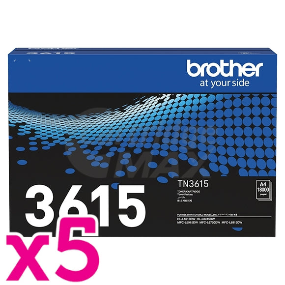 5 x Brother TN3615 Original Ultra High Yield Toner Cartridge