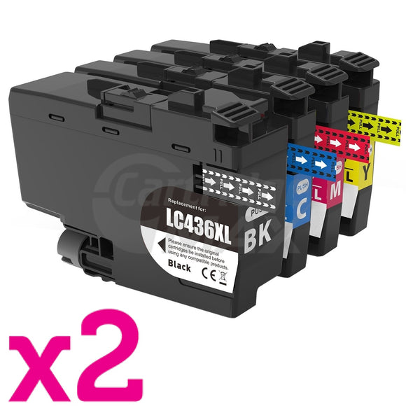 8 Pack Brother LC-436XL Generic High Yield Ink Cartridges Combo [2BK, 2C, 2M, 2Y]