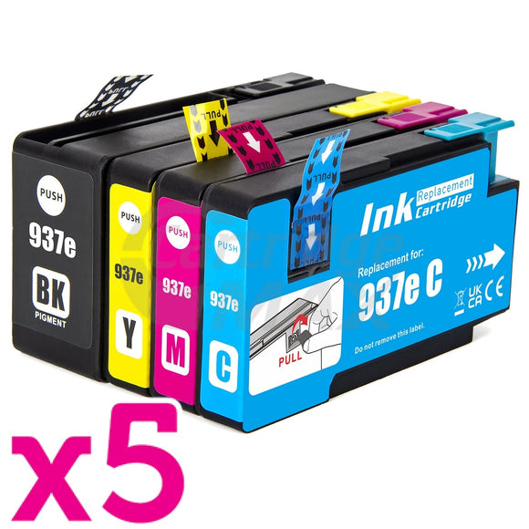 20 Pack HP 937e EvoMore Generic Ink Cartridges Combo 4S6W9NA - 4S6W6NA [5BK,5C,5M,5Y]