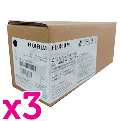 3 x Original Fujifilm ApeosPort 4730SD / ApeosPort Print 4730SD Black Ultra High Yield Use and Return Toner Cartridge - 25,000 pages (CT203475)