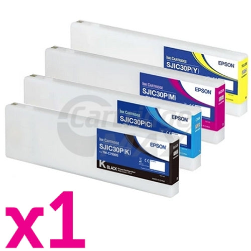 4-Pack Original Epson SJIC30P Ink Cartridges Combo for TM-C7500G [1BK,1C,1M,1Y]