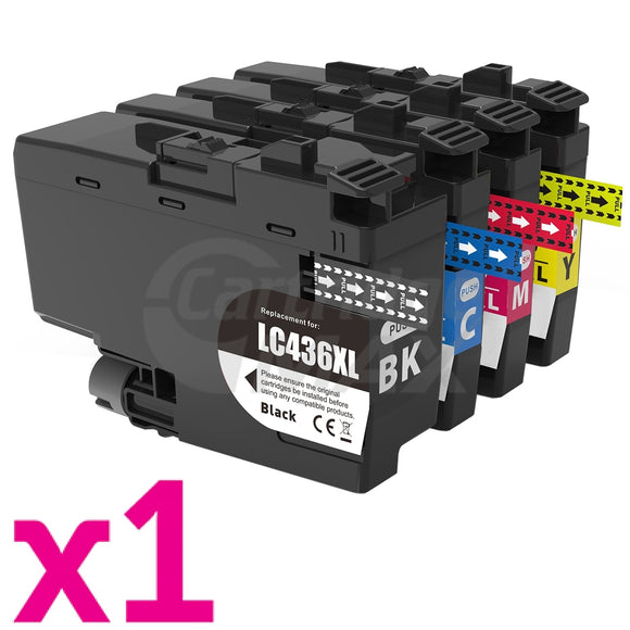 4 Pack Brother LC-436XL Generic High Yield Ink Cartridges Combo [1BK, 1C, 1M, 1Y]