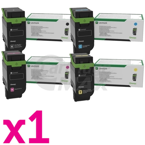 4 Pack Lexmark 75M1XK0 - 75M1XY0 Original CS632 / CX635 High Yield Toner Cartridges - BK 20,000 pages & CMY 11,700 pages [1BK,1C,1M,1Y]