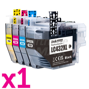 4 Pack Brother LC-432XL Generic High Yield Ink Cartridges Combo [1BK, 1C, 1M, 1Y]