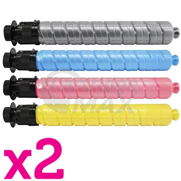 2 Sets of 4 Pack Ricoh Aficio MP C2000 / C2500 / C3000 Generic Toner Cartridges Combo 888640 - 888643 [2BK,2C,2M,2Y]
