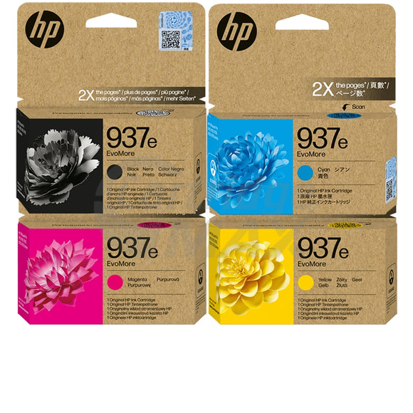 5 Pack HP 937e EvoMore Original Ink Cartridges Combo 4S6W9NA - 4S6W6NA [2BK,1C,1M,1Y]