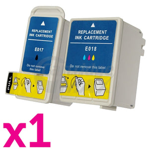 2 Pack Generic Epson T017 T018 Ink Cartridges Combo [1BK,1CL]