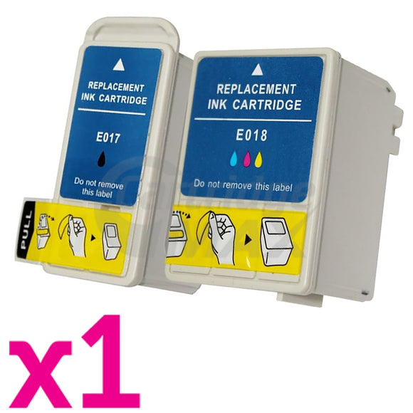 2 Pack Generic Epson T017 T018 Ink Cartridges Combo [1BK,1CL]