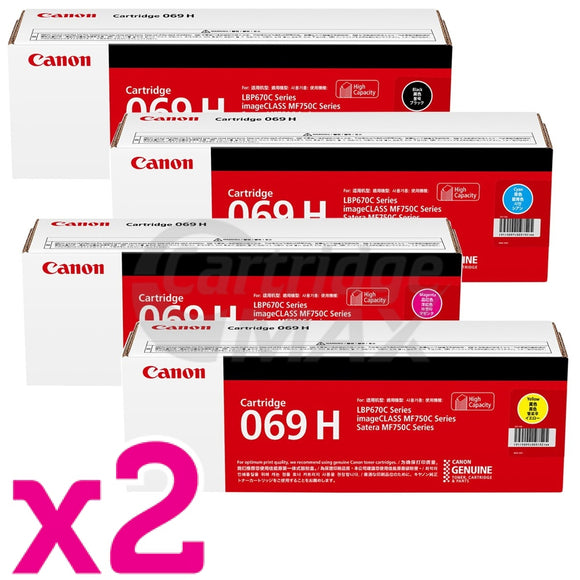 2 Sets of 4 Pack Canon CART-069H High Yield Original Toner Cartridges Combo [2BK,2C,2M,2Y]