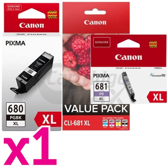 Canon PGI-680XL + (CLI-681XL Value Pack) + CLI-681XL Photo Blue High Yield Original Inkjet Cartridges Combo [1BK,1PBK,1C,1M,1Y,1PB]