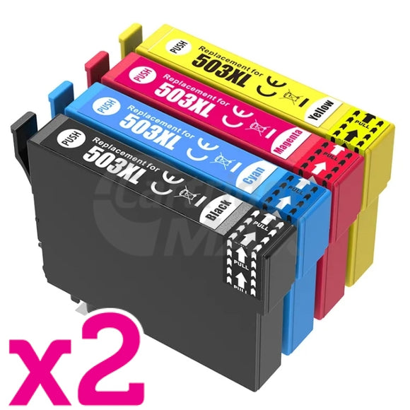 8 Pack Epson 503XL Generic High Yield Inkjet Cartridge Combo C13T09R192 - C13T09R492 [2BK,2C,2M,2Y]