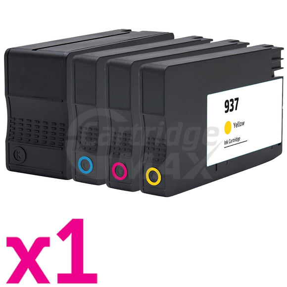4 Pack HP 937 Generic Ink Cartridges Combo 4S6W2NA - 4S6W5NA [1BK,1C,1M,1Y]