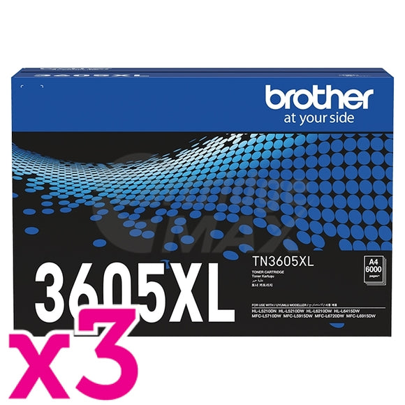 3 x Brother TN3605XL Original High Yield Toner Cartridge