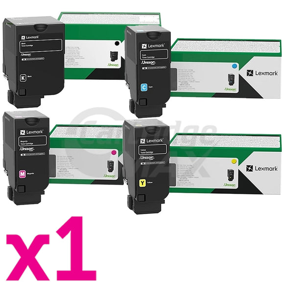 4 Pack Lexmark 81C1XK0 - 81C1XY0 Original CX735 Return Programme Toner Cartridges Combo - BK 28,000 pages, C/M/Y