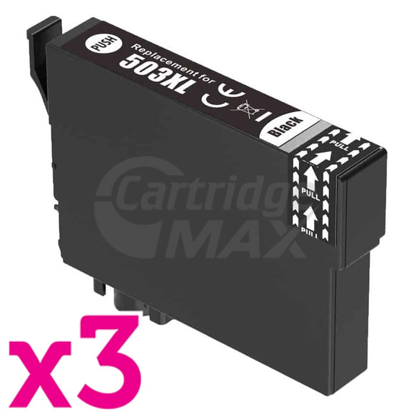 3 x Epson 503XL (C13T09R192) Generic Black High Yield Inkjet Cartridge