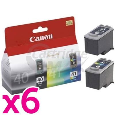 6 x Canon PG-40 & CL-41 Original Ink Twin Pack PG40CL41CP [6BK,6C]