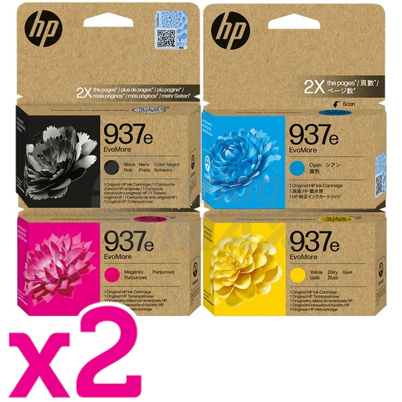 8 Pack HP 937e EvoMore Original Ink Cartridges Combo 4S6W9NA - 4S6W6NA [2BK,2C,2M,2Y]