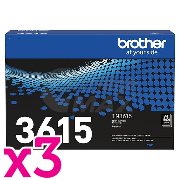 3 x Brother TN3615 Original Ultra High Yield Toner Cartridge