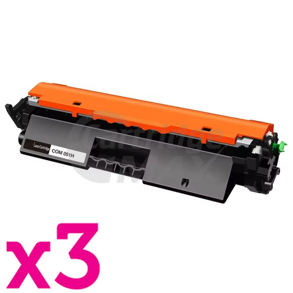 3 x Canon CART-051H Black High Yield Generic Toner Cartridge