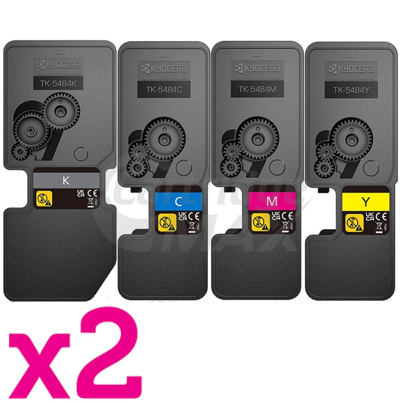 2 Sets of 4 Pack Original Kyocera TK-5484 Toner Cartridges ECOSYS MA2101cfx, MA2101cwfx, PA2101cx, PA2101cwx [2BK,2C,2M,2Y]