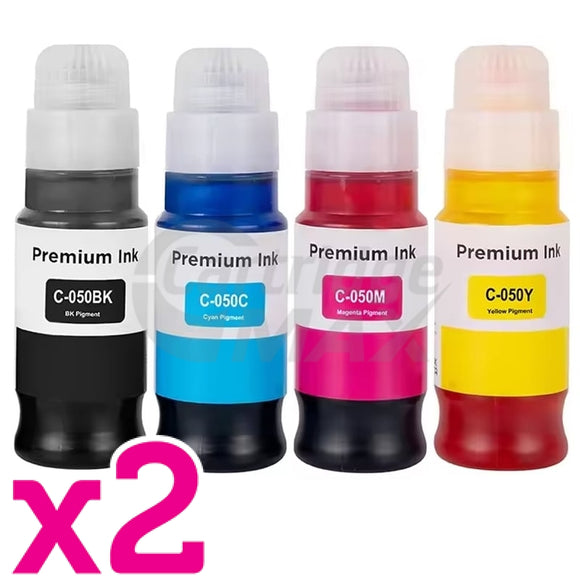 8 Pack Generic Canon PFI-050 Ink Bottles Combo [2BK,2C,2M,2Y]