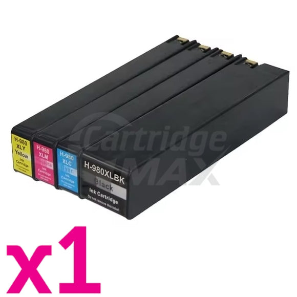 4 Pack HP D8J07A-D8J10A (980) Generic Inkjet Cartridges  [1BK,1C,1M,1Y]