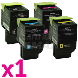 4 Pack Original Fuji Xerox ApeosPort C3320SD / C3830SD Ultra High Yield Use & Return Toner Cartridges CT203466-CT203469 [1BK,1C,1M,1Y]