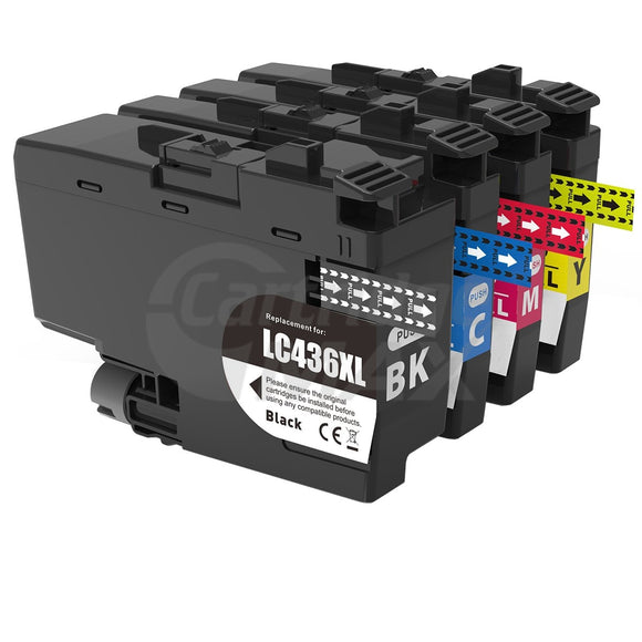 5 Pack Brother LC-436XL Generic High Yield Ink Cartridges Combo [2BK, 1C, 1M, 1Y]