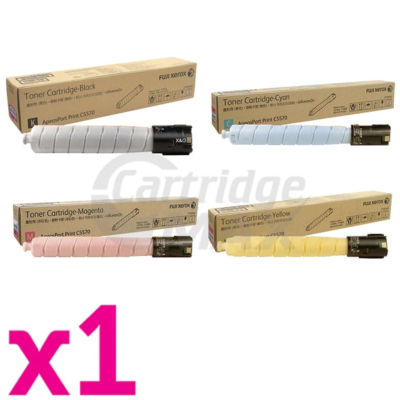 4 Pack Original Fuji Xerox ApeosPort Print C5570 Toner Cartridges CT203402 - CT203405 [1BK,1C,1M,1Y]