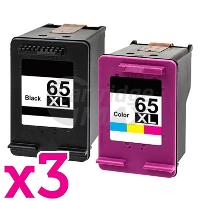 6 Pack HP 65XL Generic High Yield Ink Combo N9K04AA + N9K03AA [3BK,3CL]