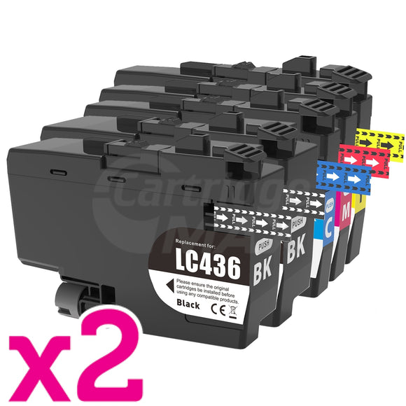 10 Pack Brother LC-436 Generic Ink Cartridges Combo [4BK, 2C, 2M, 2Y]