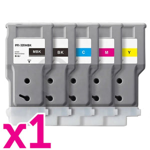 5 Pack Generic Canon PFI-320 300ML Ink Cartridge Combo [1BK,1MBK,1C,1M,1Y]