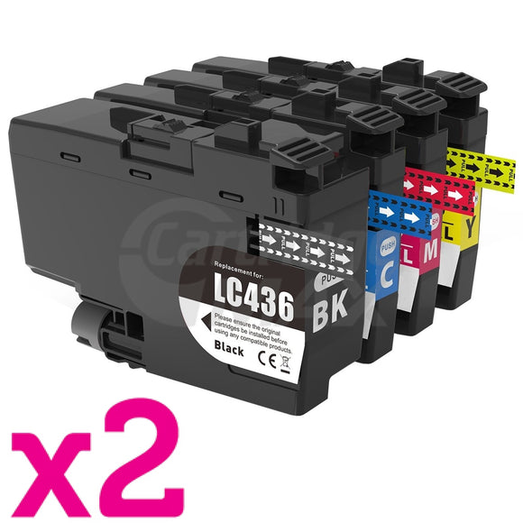 8 Pack Brother LC-436 Generic Ink Cartridges Combo [2BK, 2C, 2M, 2Y]