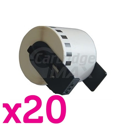 20 x Brother DK-22212 Generic Black Text on White Continuous Film Label Roll 62mm x 15.24m