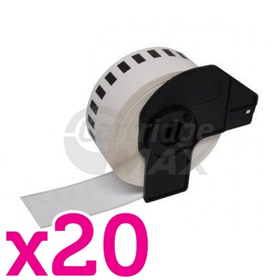 20 x Brother DK-22214 Generic Black Text on White Continuous Paper Label Roll 12mm x 30.48m