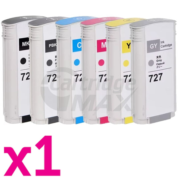 6 Pack HP 727 Generic 300ml Inkjet Cartridges Combo C1Q12A / 3WX19A, F9J76A - F9J80A [1MB,1PB,1C,1M,1Y,1GR]