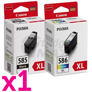 2-Pack Canon PG-585XL CL-586XL Original High Yield Ink Cartridges Combo [1Black + 1Colour]