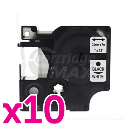 10 x Dymo SD53713 / S0720930 Generic 24mm Black Text on White Label Cassette - 7 meters